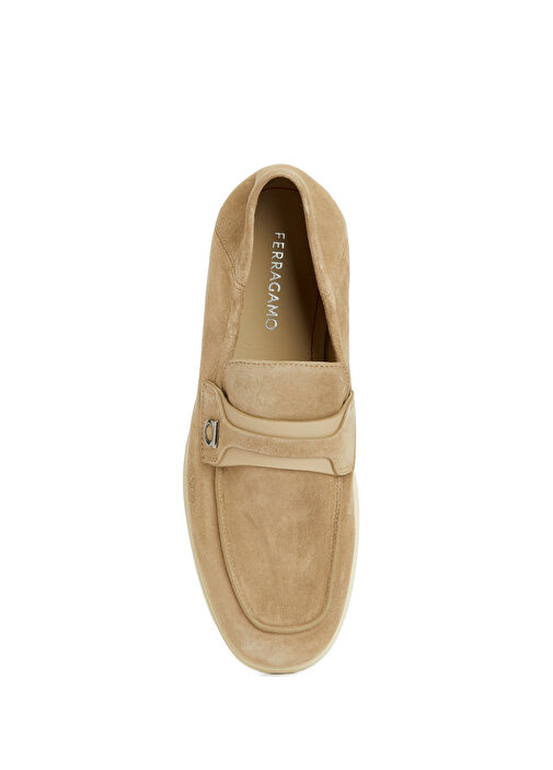 Bej Logo Tokalı Erkek Süet Loafer - Görsel 5