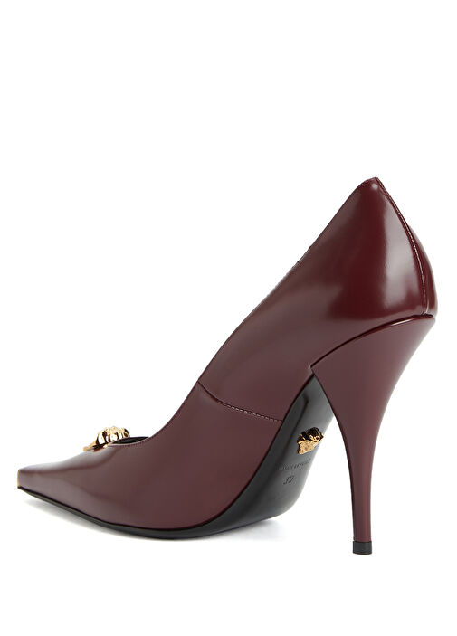 Bordo Deri Topuklu Ayakkabı - Görsel 4