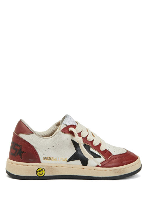 Ball Star Beyaz Kırmızı Unisex Çocuk Deri Sneaker - Görsel 2