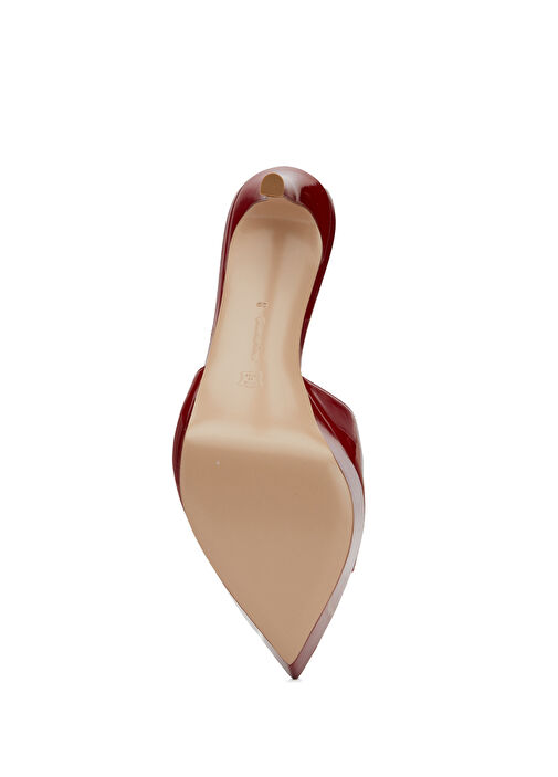 Kırmızı Kadın Deri Terlik - Görsel 5