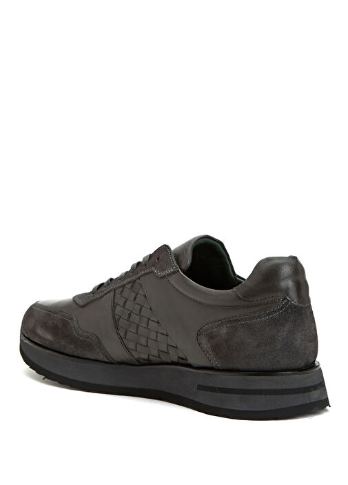 Antrasit Erkek Deri Sneaker - Görsel 4