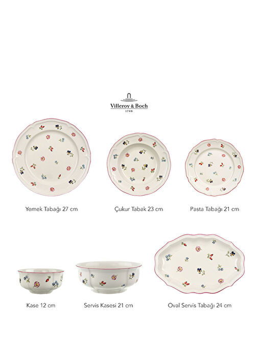 Villeroy & Boch - Petite Fleur Çiçek Desenli 12 Kişilik 51 Parça