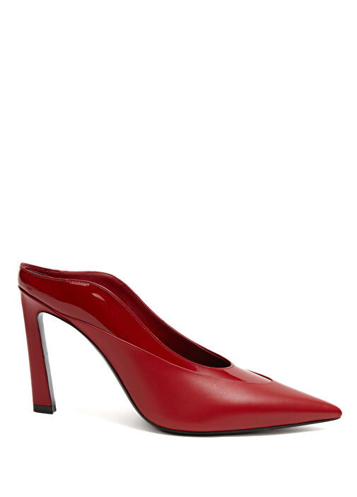 Spiky Kırmızı Kadın Deri Terlik - Görsel 2
