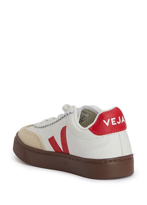 Small Volley Beyaz Kırmızı Çocuk Deri Sneaker - Görsel 4