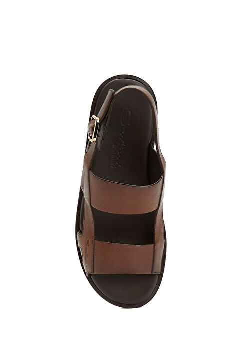 Elisio Koyu kahverengi Erkek Deri Sandalet - Görsel 4
