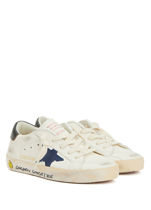 Super Star Lacivert Beyaz Çocuk Deri Sneaker - Görsel 3