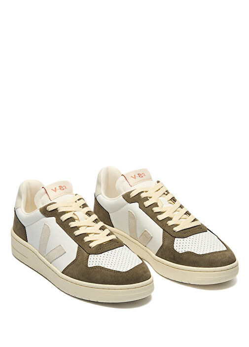 V-82 Grained Haki Bej Kadın Deri Sneaker - Görsel 3