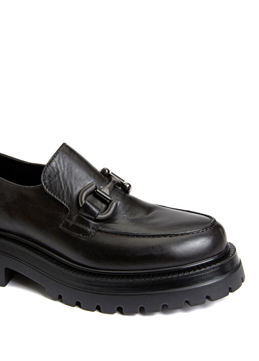 Siyah Kadın Deri Loafer - Görsel 7