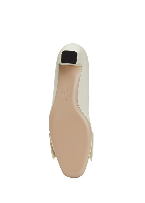 Ekru Fiyonk Detaylı Deri Topuklu Ayakkabı - Görsel 6