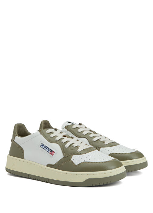 Haki Beyaz Erkek Deri Sneaker - Görsel 3
