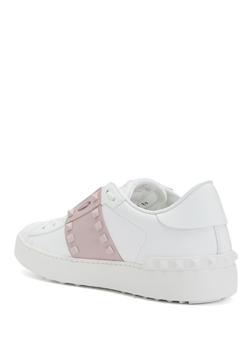 Rockstud Beyaz Pembe Kadın Deri Sneaker - Görsel 4