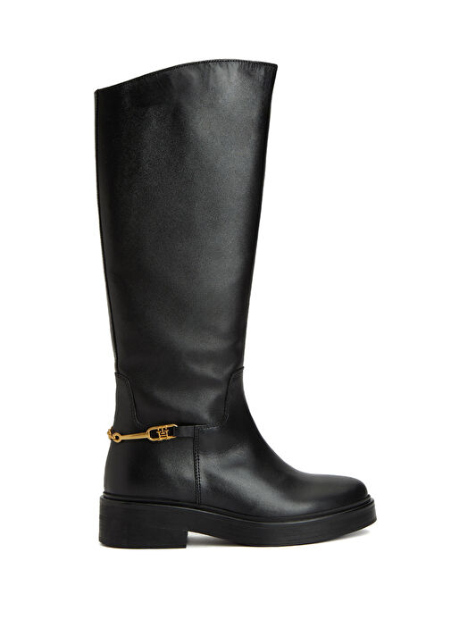 Horsebit Riding Siyah Kadın Deri Çizme - Görsel 2