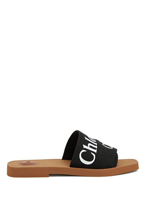 Woody Siyah Kadın Keten Terlik - Görsel 2