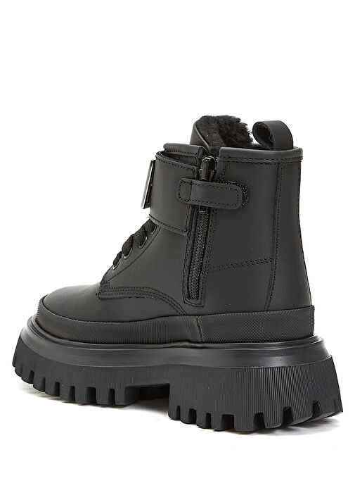 Siyah Logolu Erkek Çocuk Deri Bot - Görsel 4