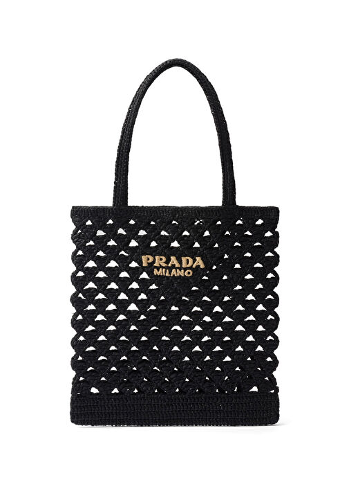 Prada - Woven Fabric Crochet Tote Bag