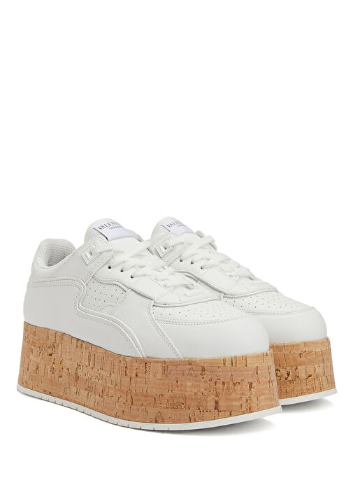 Beyaz Kadın Deri Sneaker - Görsel 3