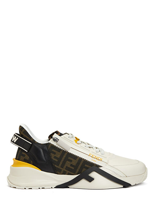 Fendi Flow Kahverengi Beyaz Erkek Deri Sneaker - Görsel 2