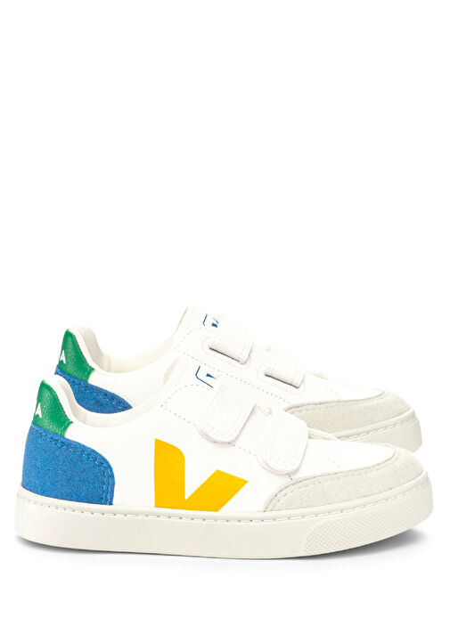 Beyaz Logo Detaylı Unisex Çocuk Deri Sneaker - Görsel 2