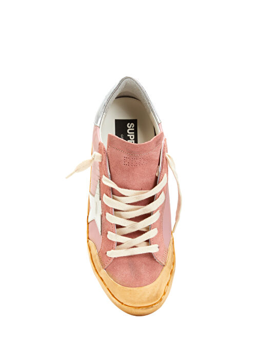 Pembe Eskitme Dokulu Kadın Deri Sneaker - Görsel 5