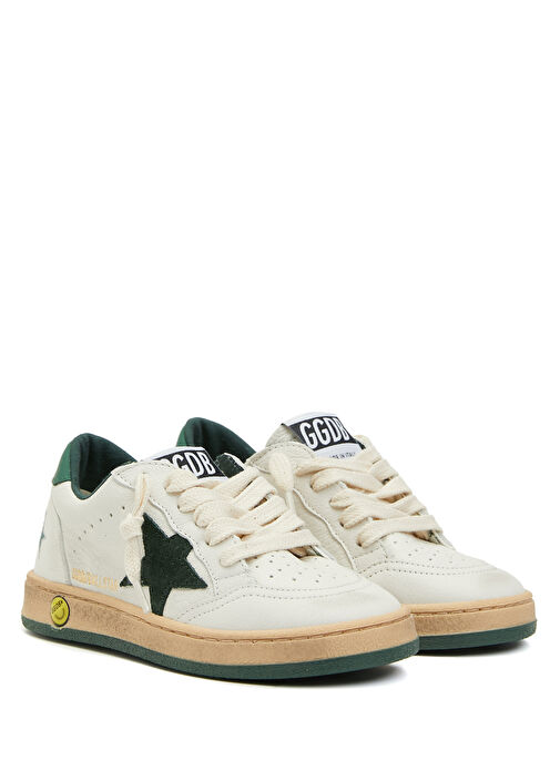BallStar Beyaz Yeşil Unisex Çocuk Deri Sneaker - Görsel 3