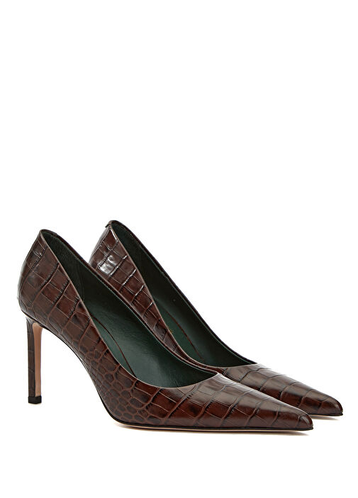 Kahverengi Kroko Kadın Deri Ayakkabı - Görsel 3