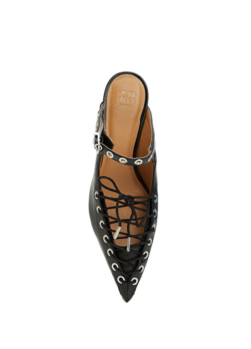 Eyelets Siyah Kadın Deri Terlik - Görsel 5