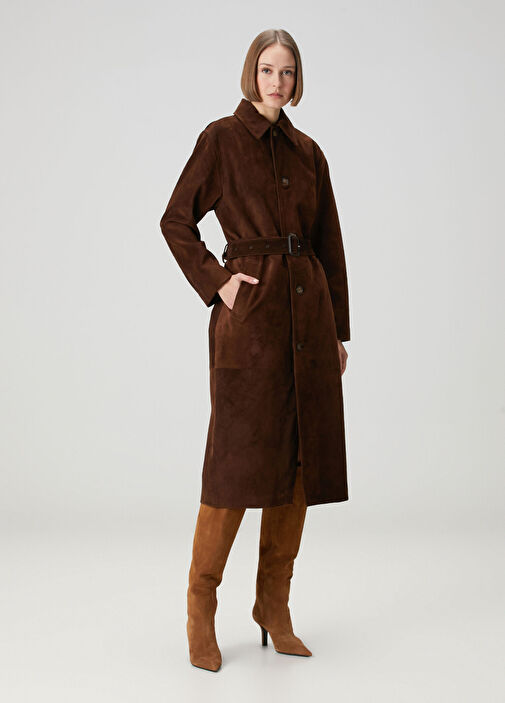 Kahverengi Süet Palto