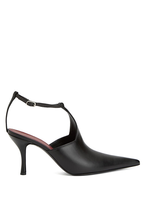 Siyah Deri Topuklu Ayakkabı - Görsel 2