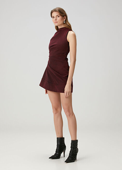 white christmas dresses Burgundy Denim Dress & Jacket Set