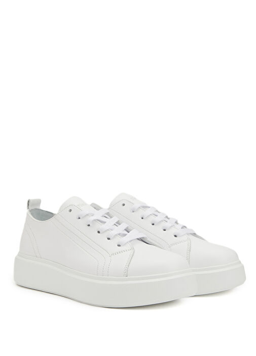 Beyaz Kadın Deri Sneaker - Görsel 3