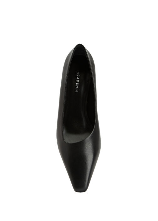 Essential Siyah Deri Topuklu Ayakkabı - Görsel 5