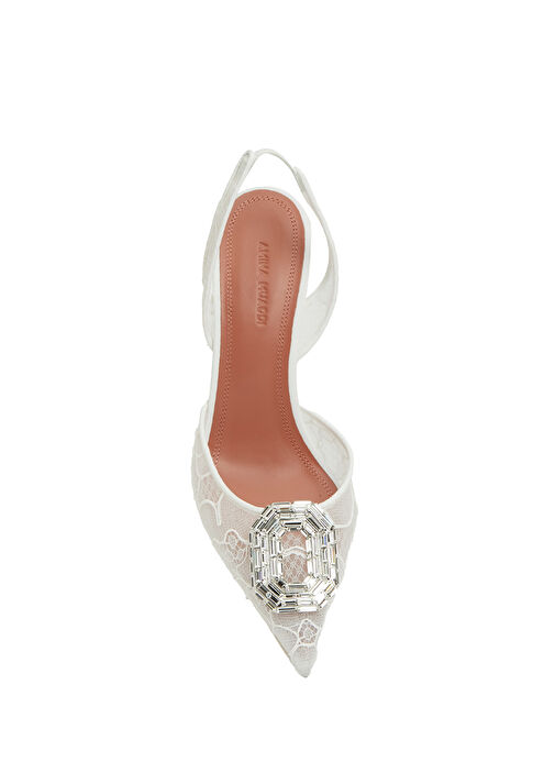 Camelia Beyaz Dantel Dokulu Topuklu Ayakkabı - Görsel 5