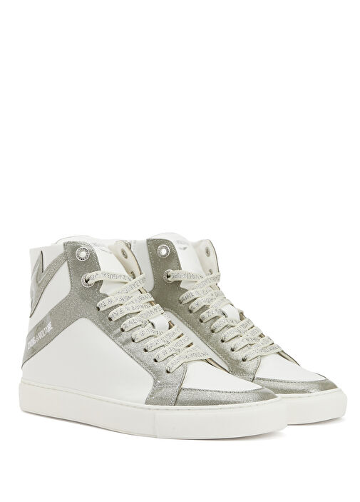 Silver Logo Detaylı Kadın Deri Sneaker - Görsel 3