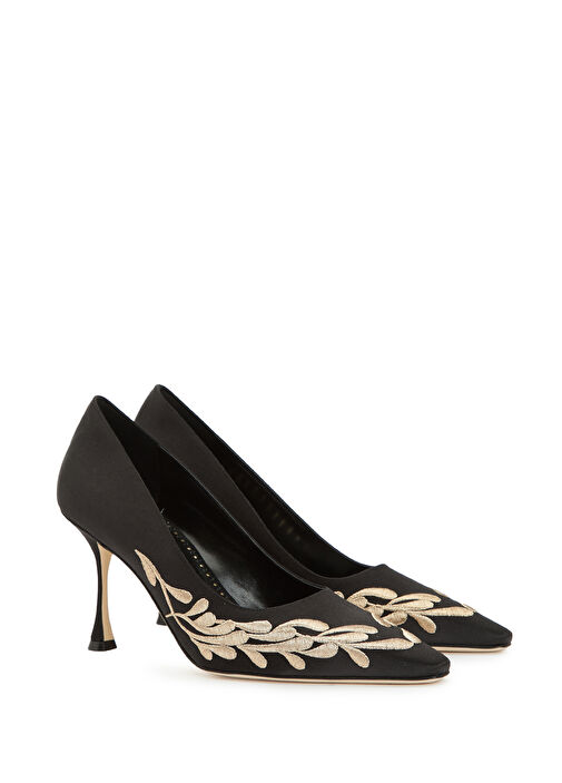 Rabata Siyah Gold Topuklu Ayakkabı - Görsel 3