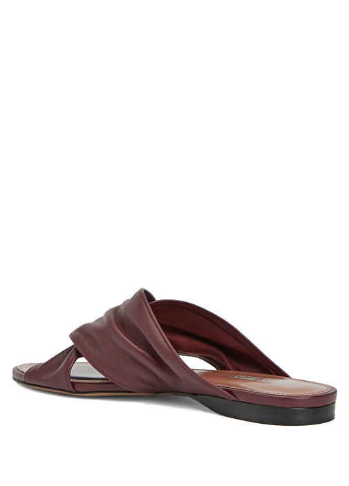 Bordo Kadın Deri Terlik - Görsel 4