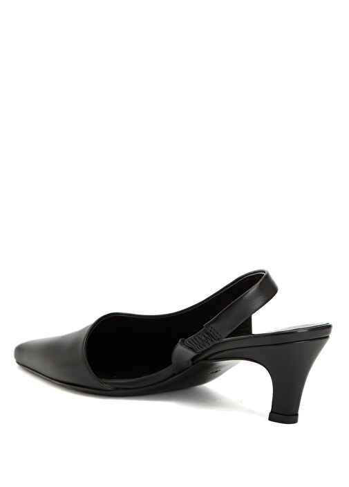 Essential Siyah Deri Topuklu Ayakkabı - Görsel 4