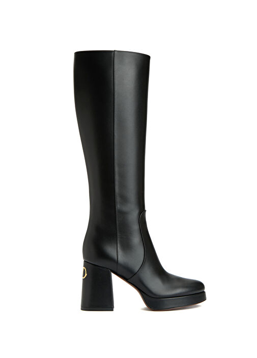 Fawcette Siyah Topuklu Deri Çizme - Görsel 2
