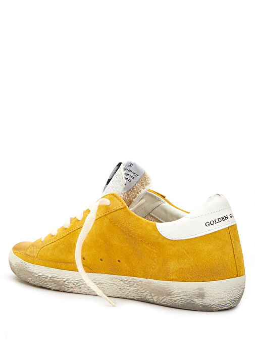 Sarı Eskitme Dokulu Kadın Deri Sneaker - Görsel 4