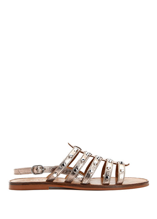 Platin Kadın Deri Sandalet - Görsel 2