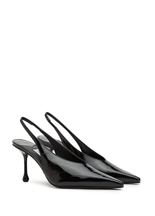 Isa Siyah Rugan Deri Topuklu Ayakkabı - Görsel 3