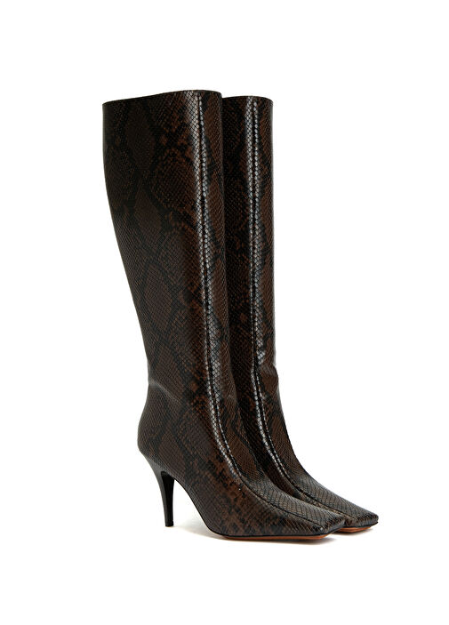 Kahverengi Topuklu Çizme - Görsel 3