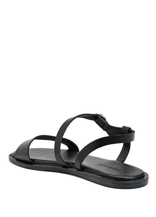 Siyah Kadın Deri Sandalet - Görsel 4