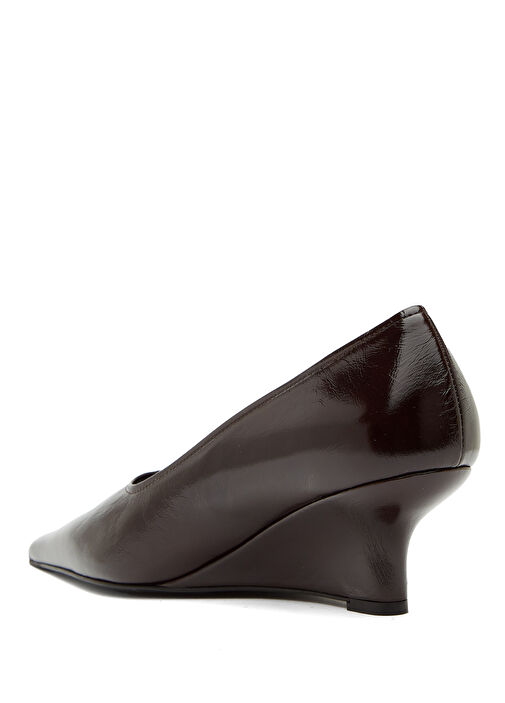 Sharp Kahverengi Deri Topuklu Ayakkabı - Görsel 4