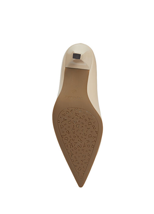 Bej Deri Topuklu Ayakkabı - Görsel 6