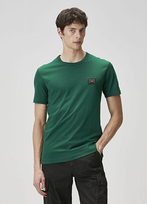 Dolce&Gabbana - Yeşil Logo Detaylı T-shirt - Yeşil