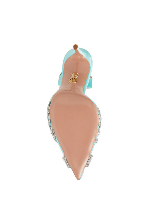 Gatsby Turkuaz Saten Topuklu Ayakkabı - Görsel 6