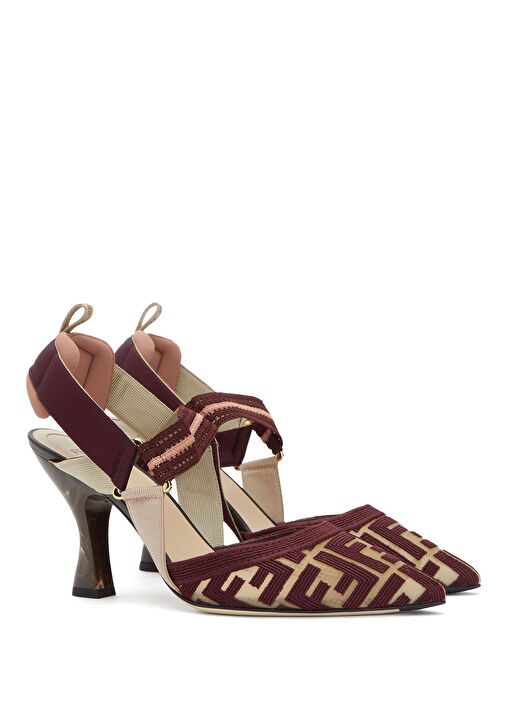 Colibrì Bordo Logo Desenli Kadın Topuklu Ayakkabı - Görsel 3