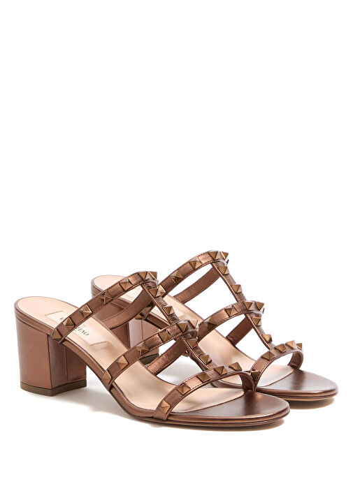 Rockstud Bronz Kadın Deri Terlik - Görsel 3