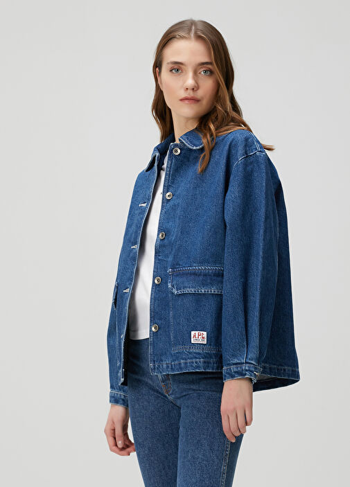 APC - Alys Blue Logo Patched Denim Jacket
