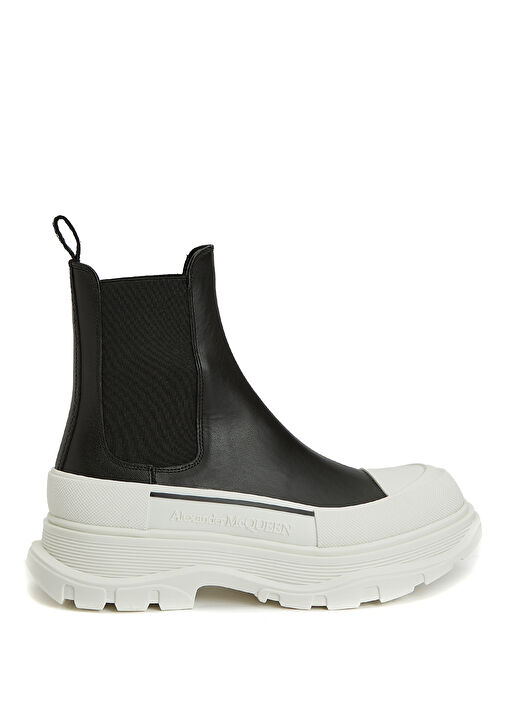 Siyah Beyaz Kadın Deri Bot - Görsel 2